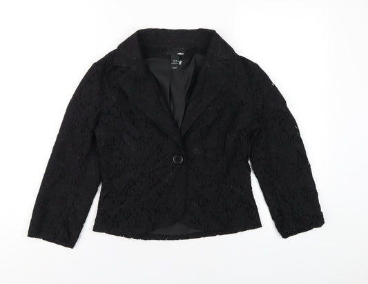 H&M Womens Black Jacket Blazer Size 8 Button