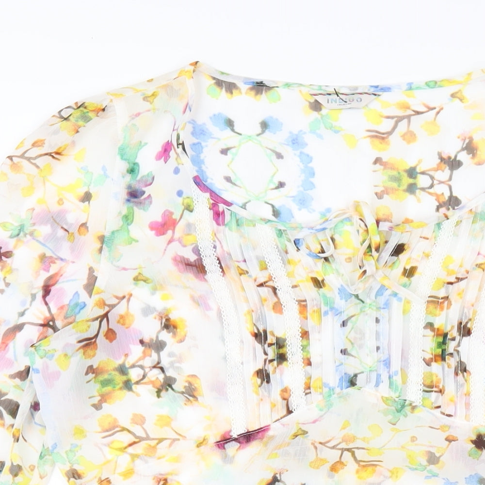 Indigo Womens Multicoloured Floral Polyester A-Line Size 12 Round Neck Pullover