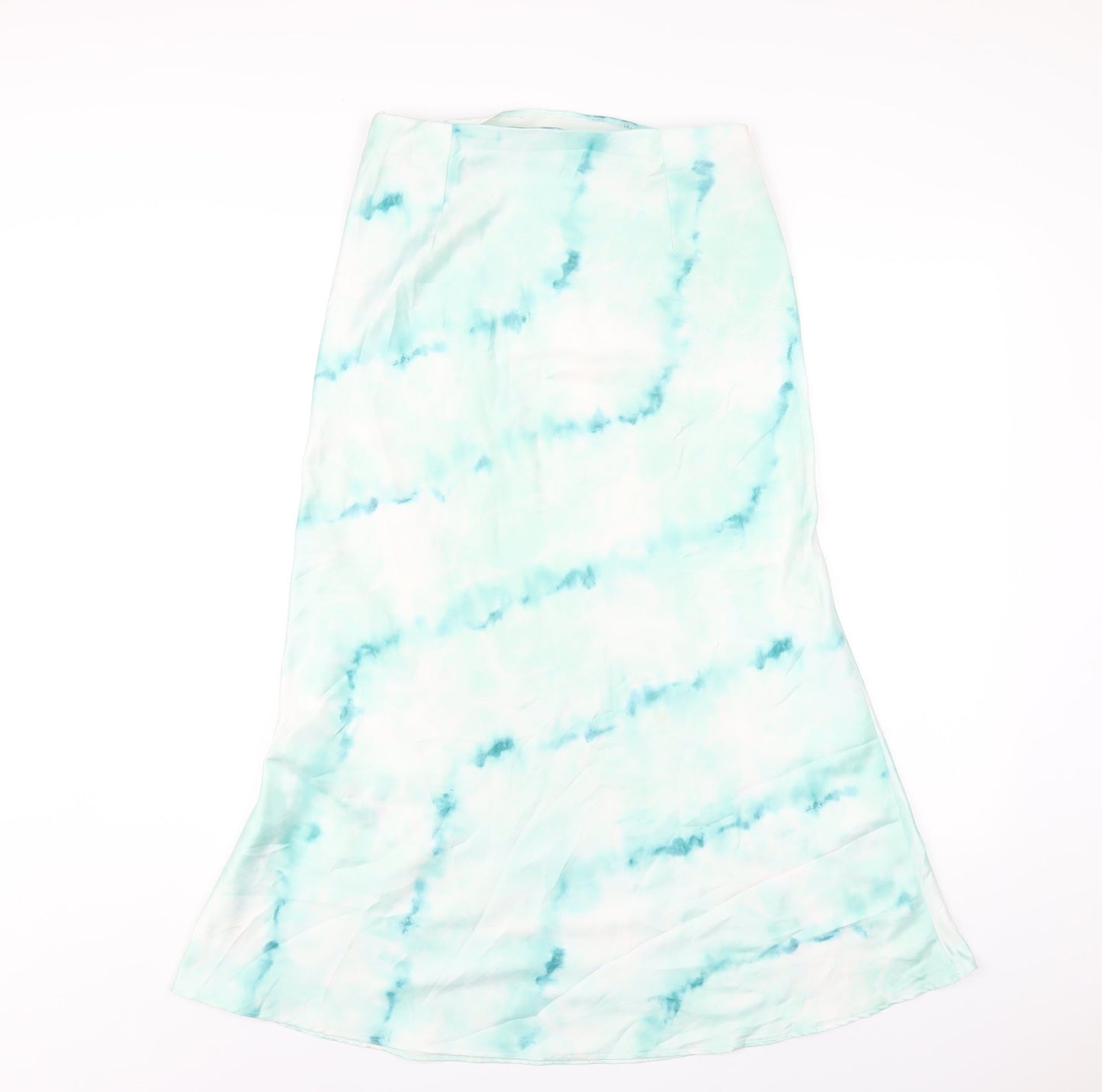 Bershka Womens Green Polyester A-Line Skirt Size M Zip
