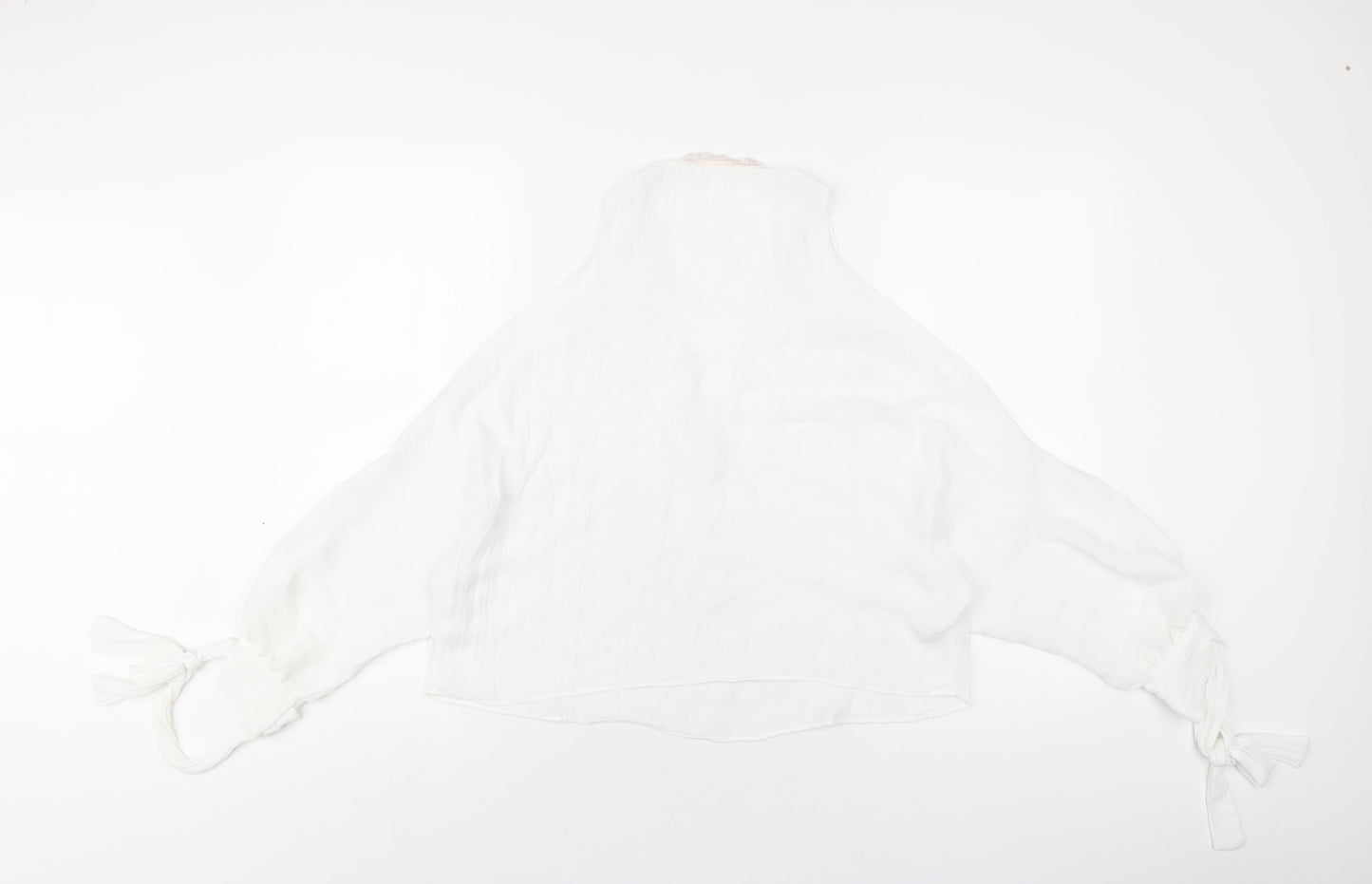 Zara Womens White Polyester Basic T-Shirt Size S V-Neck