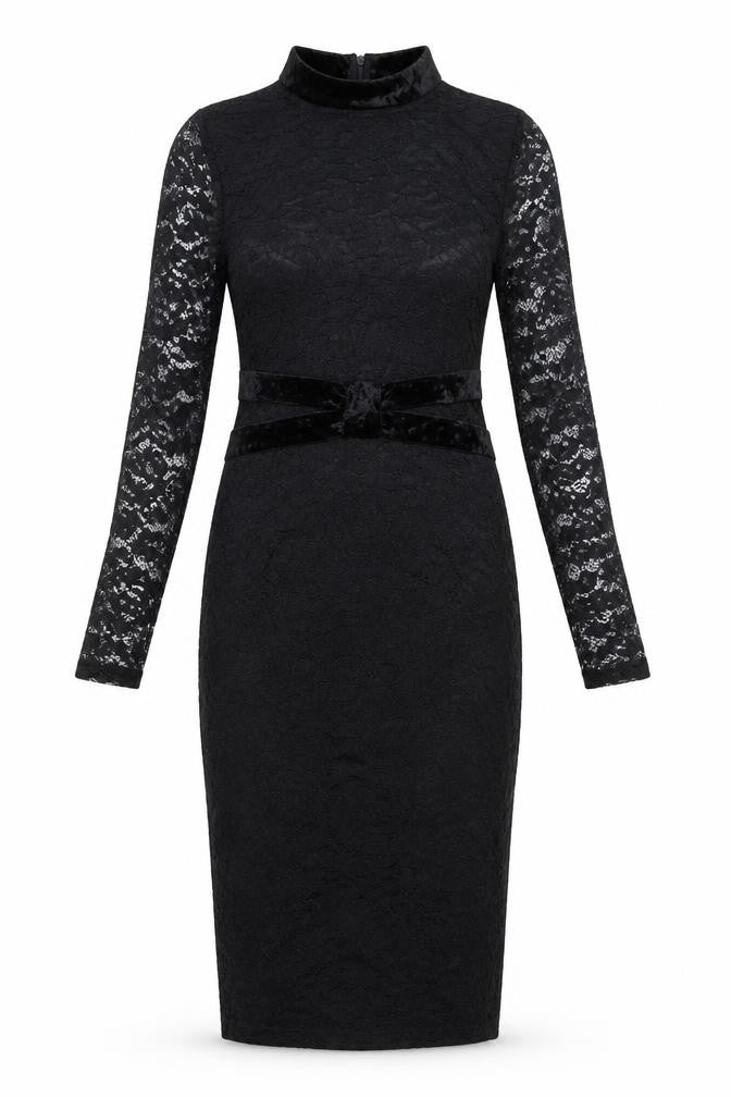 AX Paris Womens Black Polyester Bodycon Size 12 Round Neck Zip