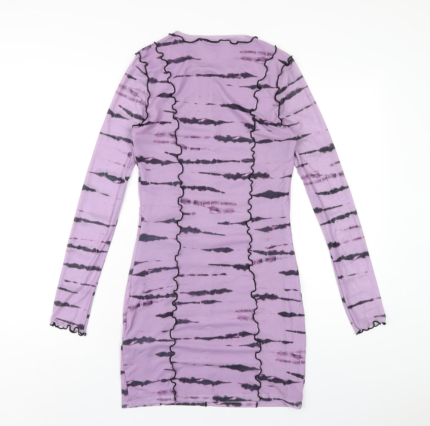 H&M Womens Purple Geometric Polyester Bodycon Size M Round Neck Pullover