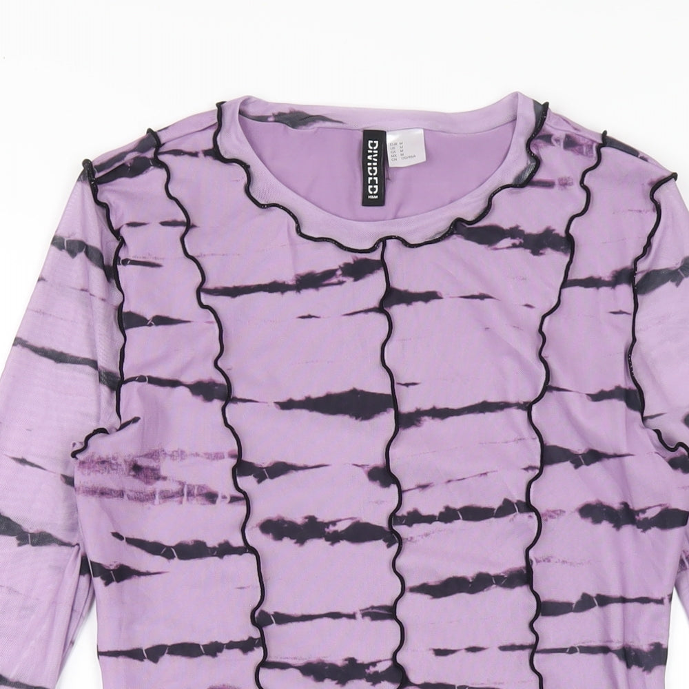 H&M Womens Purple Geometric Polyester Bodycon Size M Round Neck Pullover