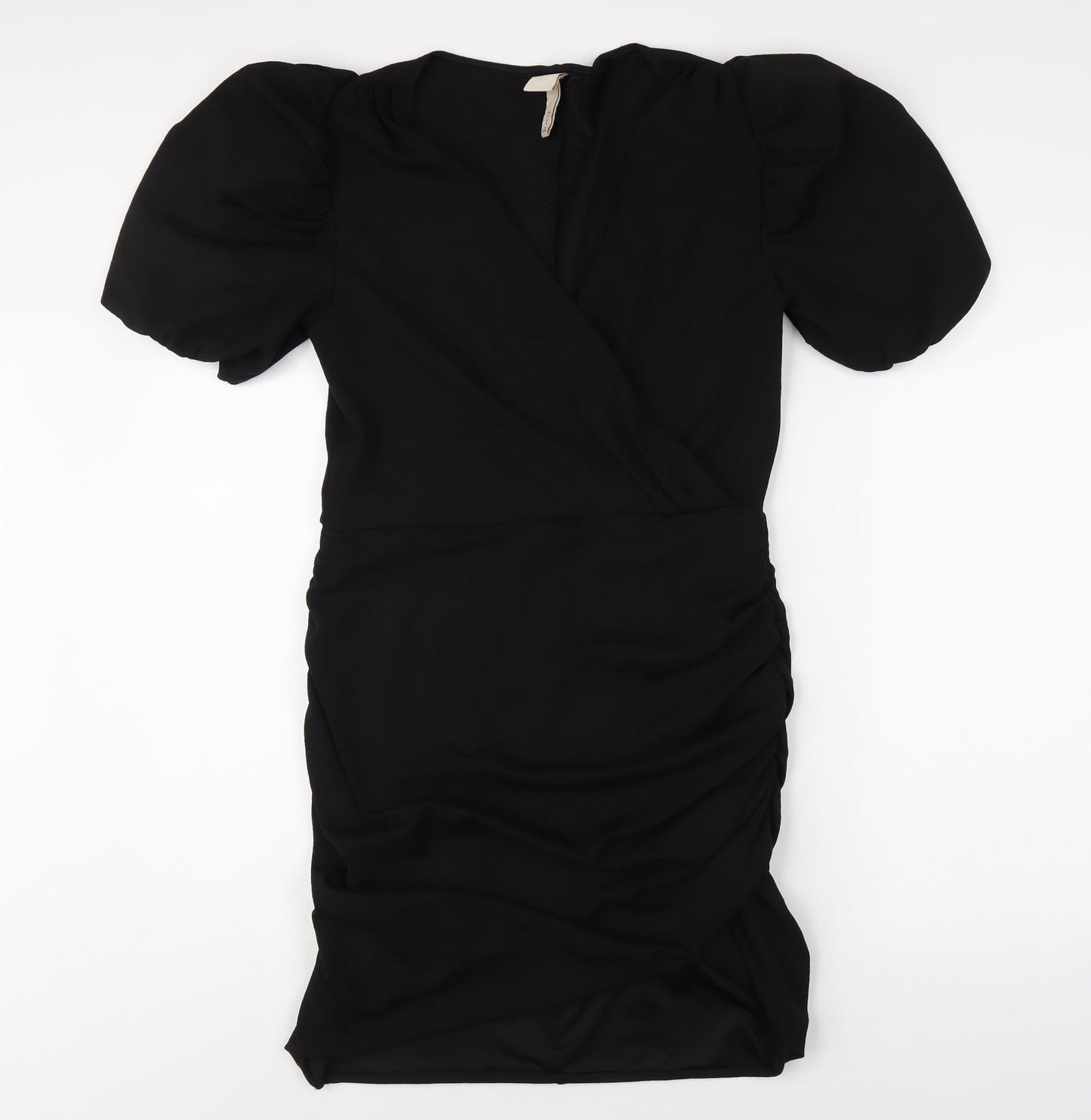 H&M Womens Black Polyester Bodycon Size M V-Neck Pullover