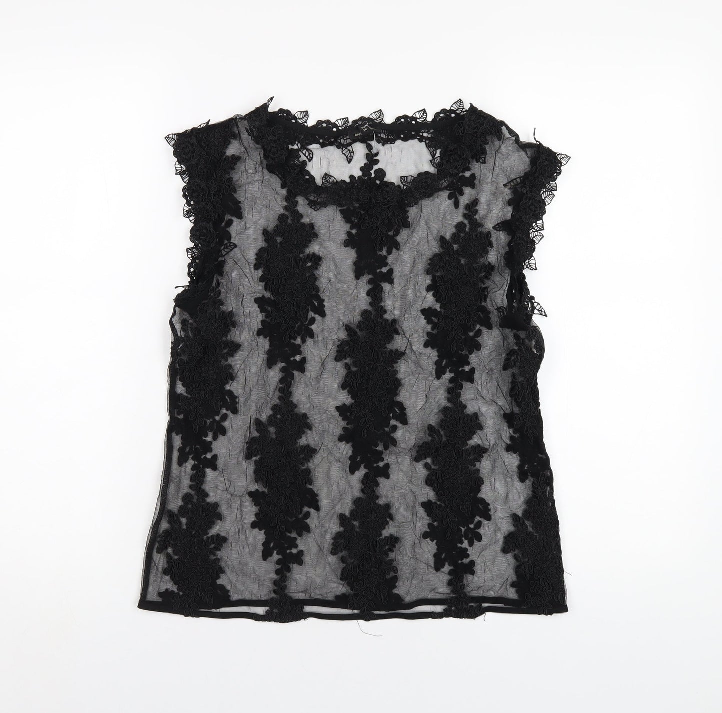 River Island Womens Black Polyester Basic T-Shirt Size 10 Round Neck
