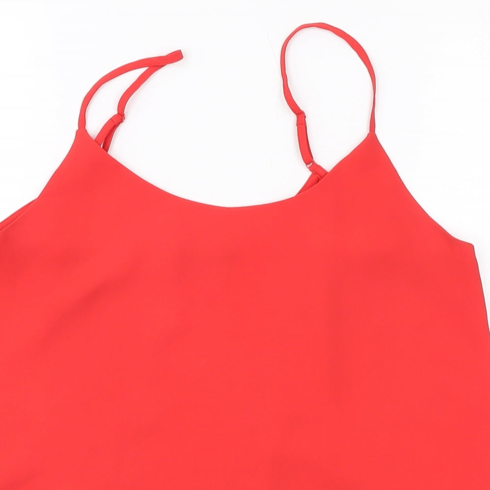 Oasis Womens Red Polyester Basic Tank Size 10 Round Neck