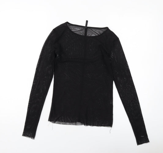 Stradivarius Womens Black Polyester Basic T-Shirt Size S Round Neck