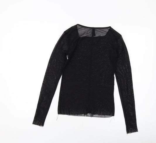 Stradivarius Womens Black Polyester Basic T-Shirt Size S Round Neck