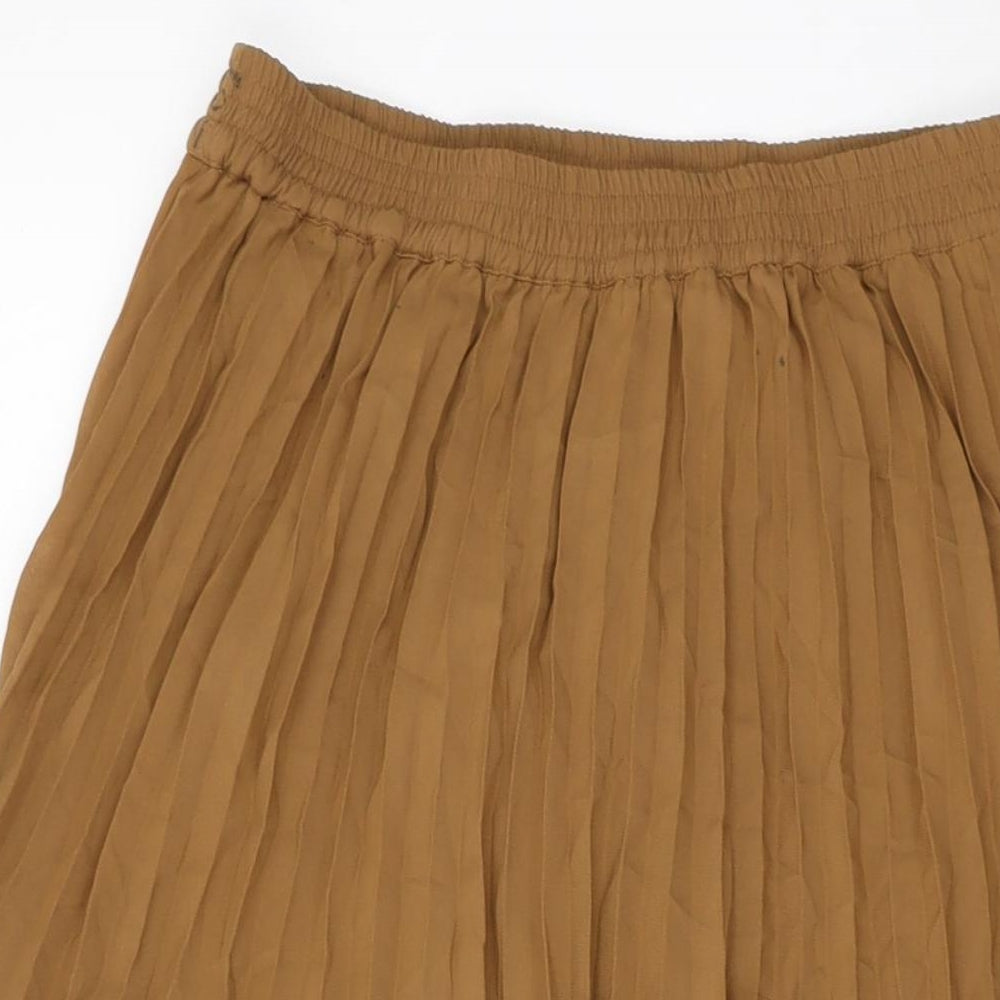 Cotton Traders Womens Brown Polyester Pleated Skirt Size 10