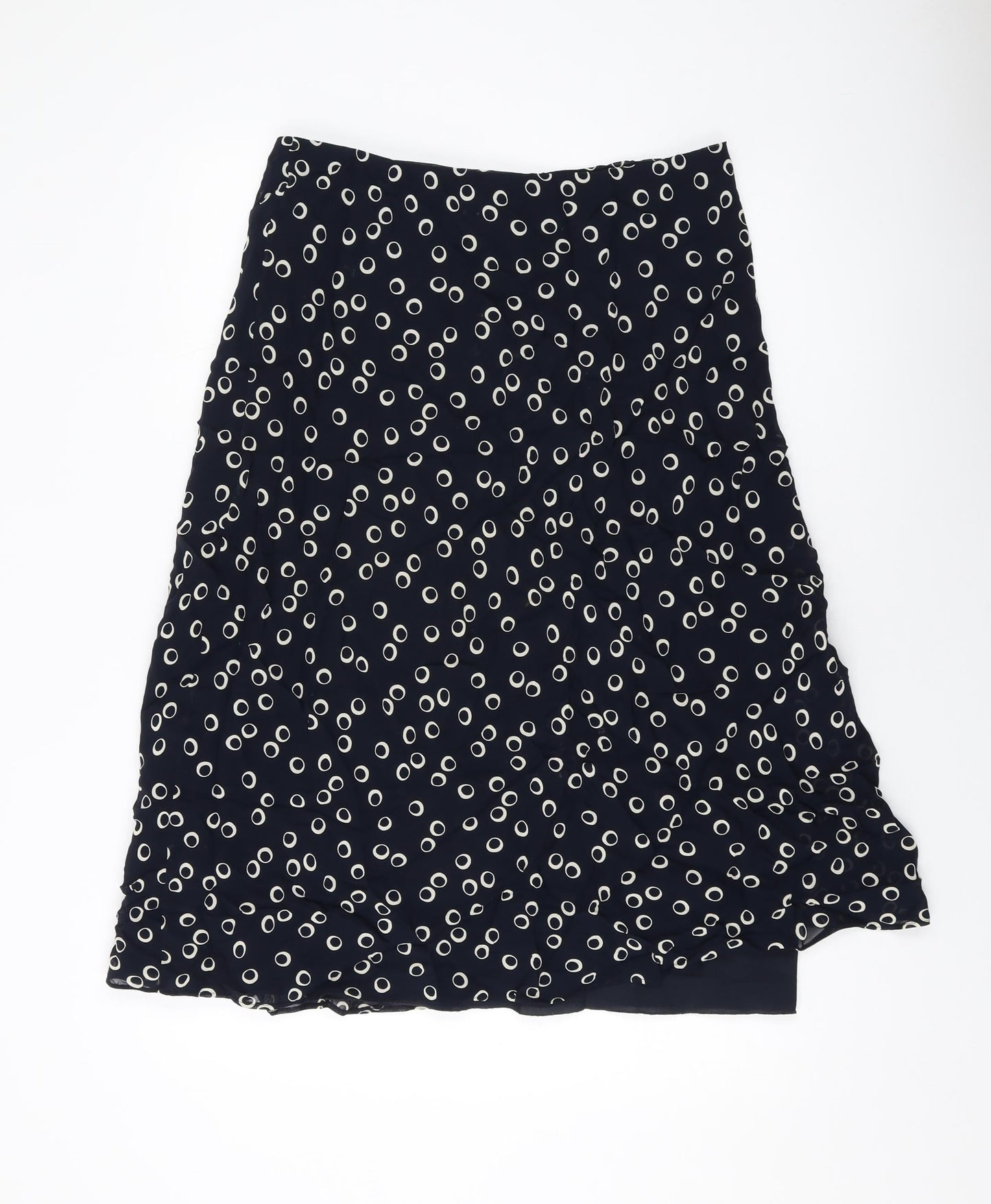 Marks and Spencer Womens Blue Geometric Polyester A-Line Skirt Size 10