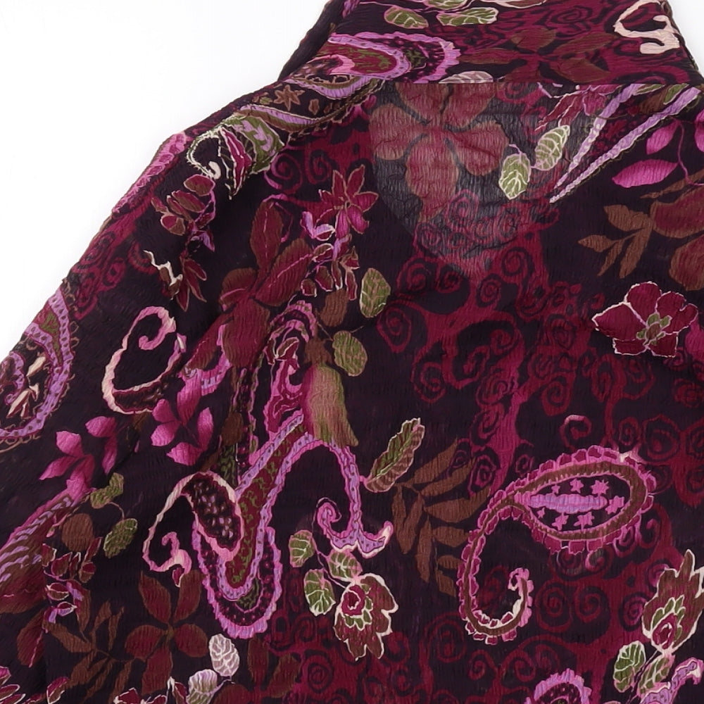 CC Womens Purple Floral Polyester Basic Blouse Size 12 Collared