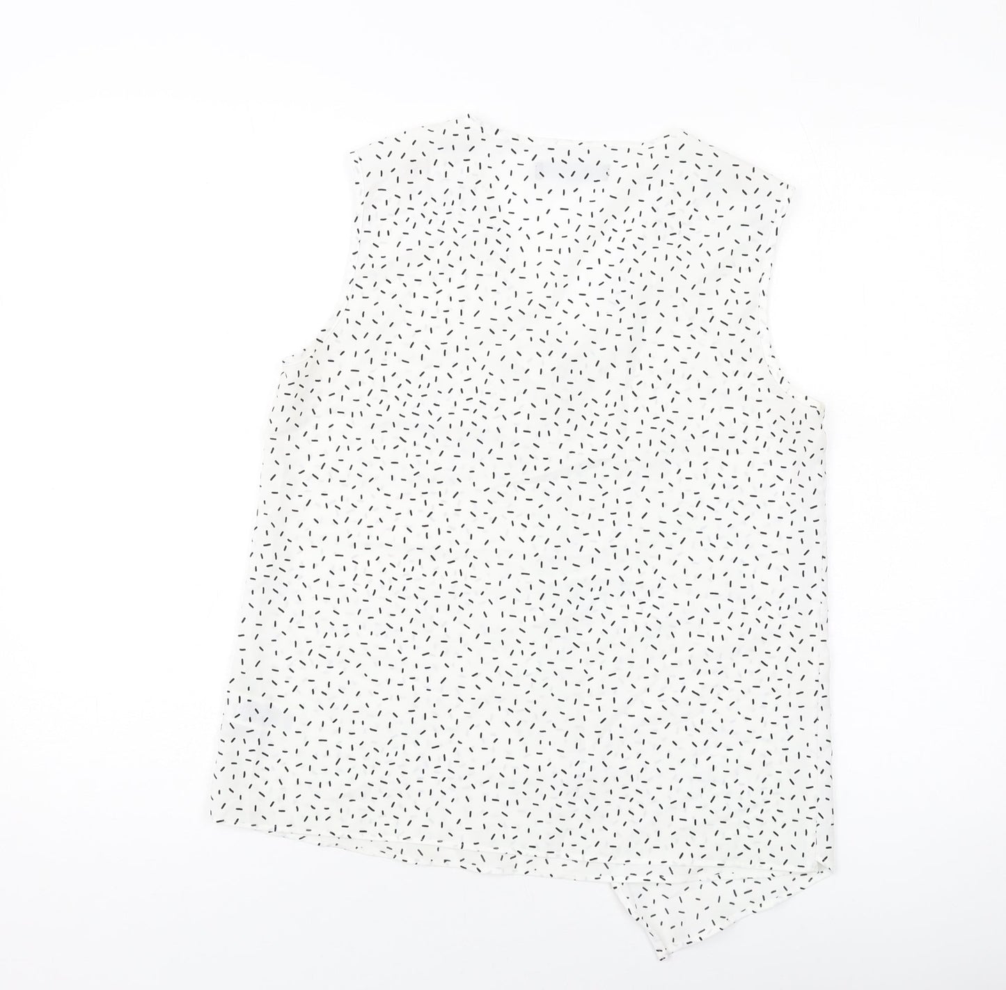 Marks and Spencer Womens White Geometric Polyester Basic Tank Size 8 V-Neck