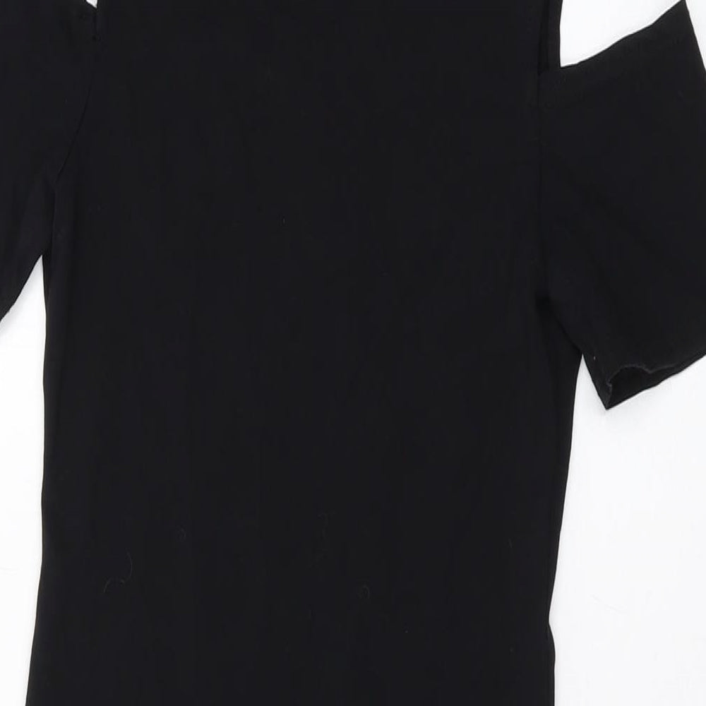 New Look Womens Black Cotton Mini Size 10 Round Neck Pullover