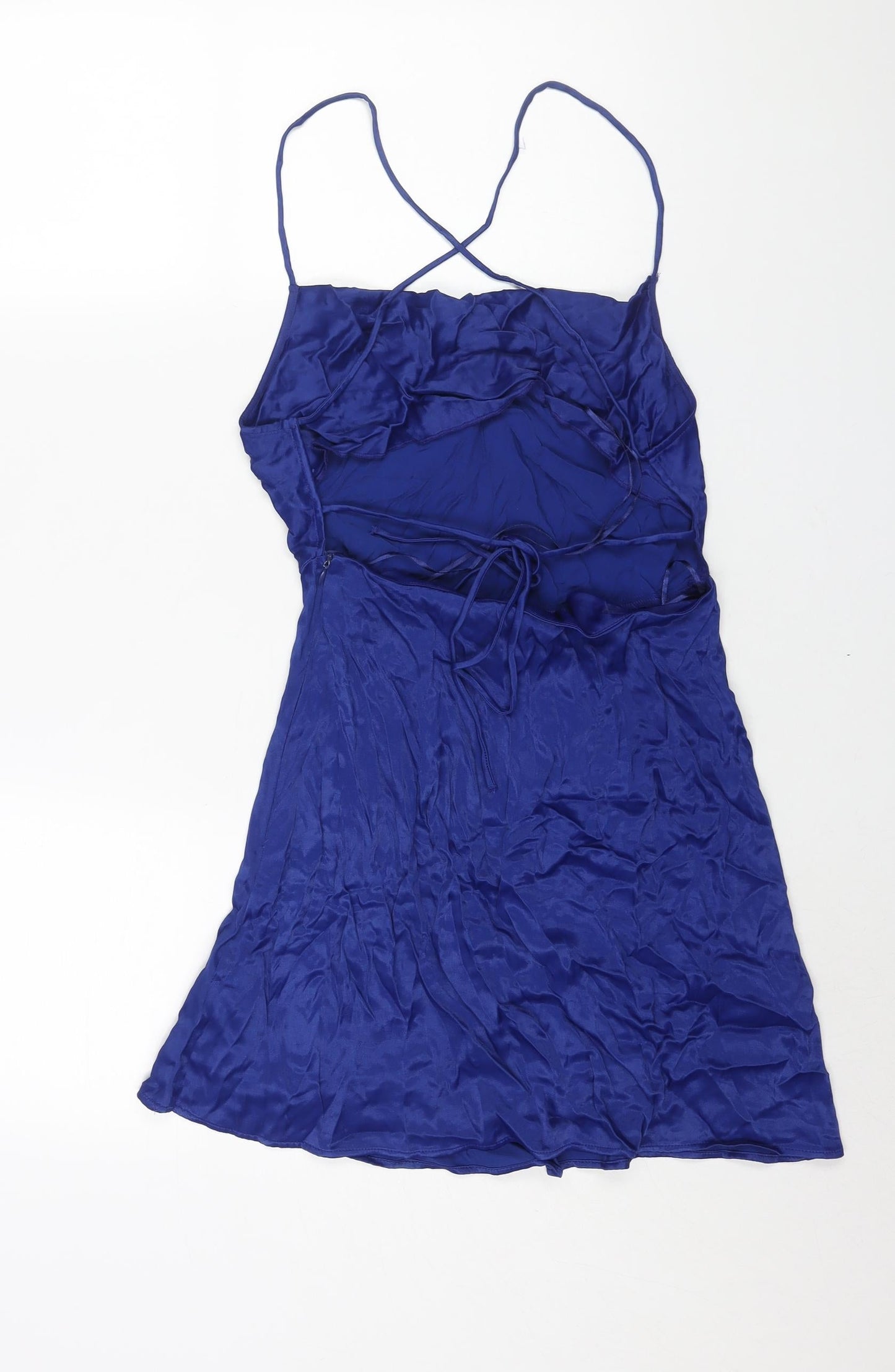 Zara Womens Blue Viscose Mini Size S Square Neck Tie