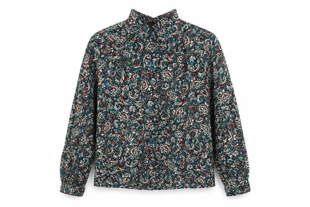 Marks and Spencer Womens Multicoloured Geometric Viscose Basic Button-Up Size 12 Collared