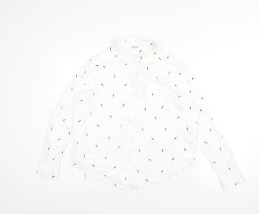 Khost Womens White Geometric Viscose Basic Blouse Size 16 Collared - Lightening Bolt Print