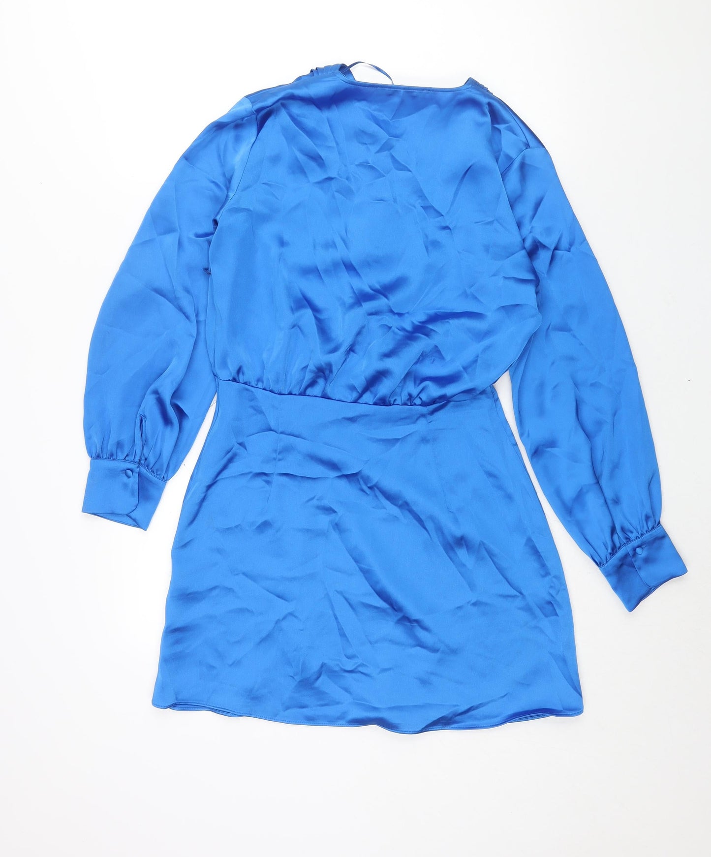 Zara Womens Blue Polyester Shift Size M V-Neck Zip