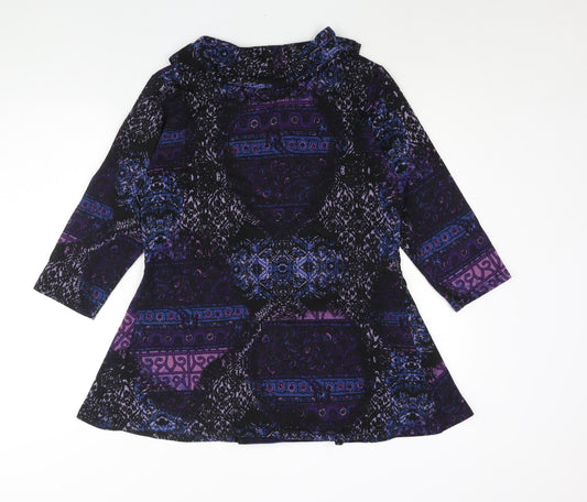 EWM Womens Multicoloured Geometric Polyester Basic Blouse Size 14 Roll Neck