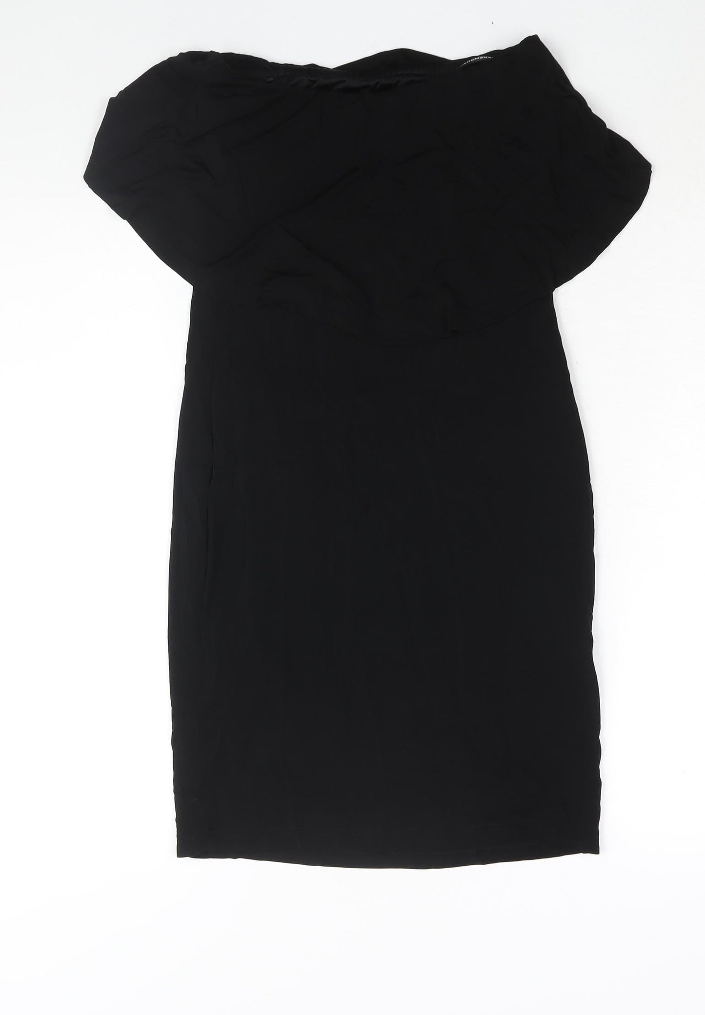 Warehouse Womens Black Viscose Bodycon Size 8 Square Neck Pullover