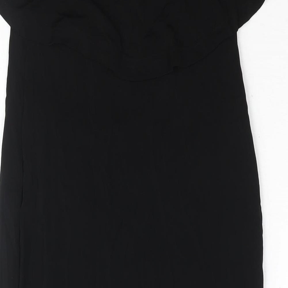 Warehouse Womens Black Viscose Bodycon Size 8 Square Neck Pullover