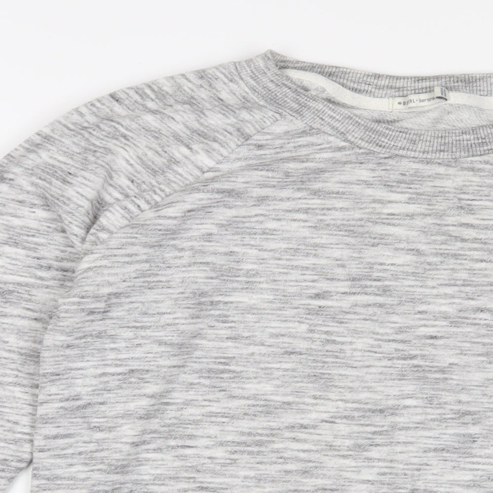 Bershka Womens Grey Cotton Pullover Sweatshirt Size S Pullover