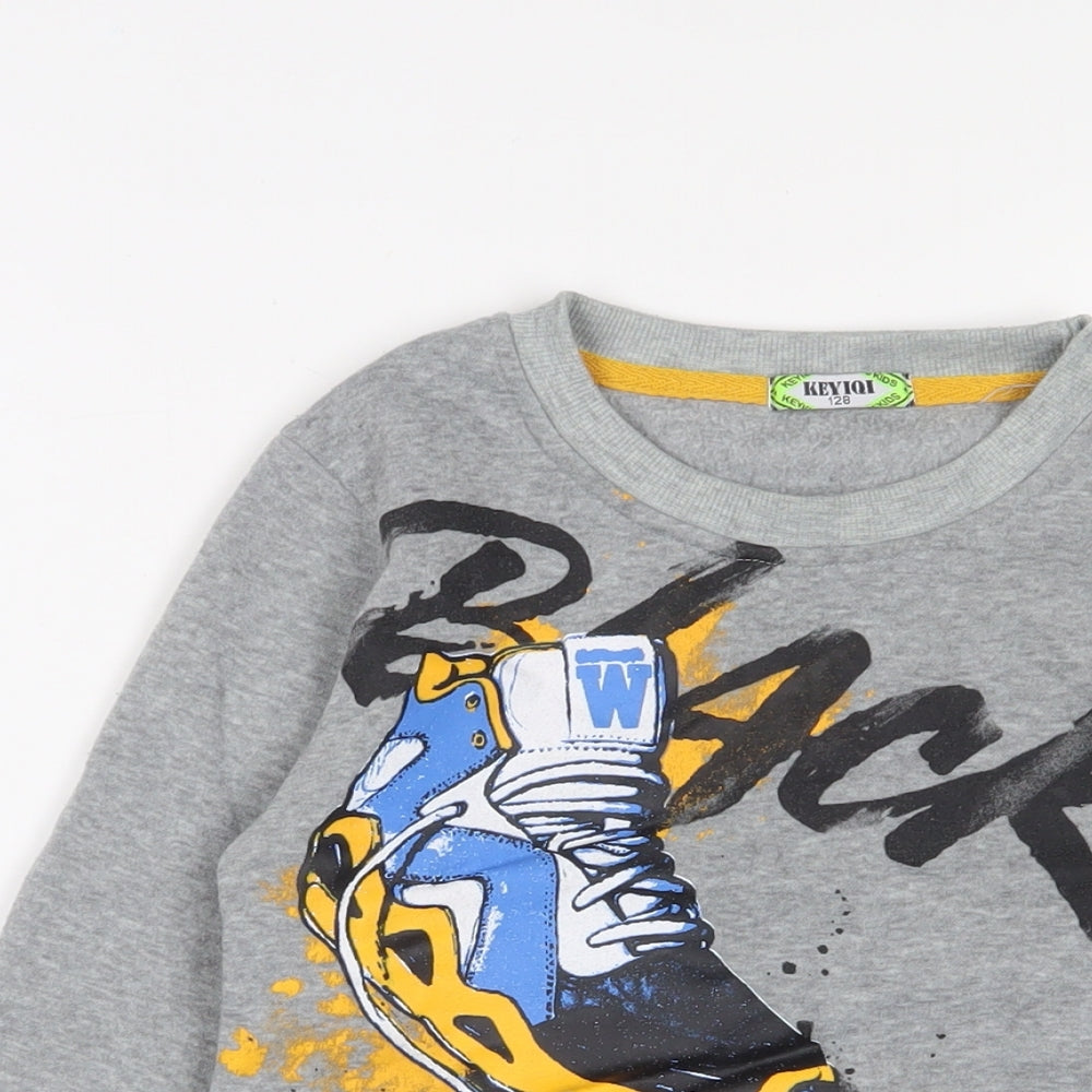 Keyiqi Boys Grey Cotton Pullover Sweatshirt Size 6 Years Pullover