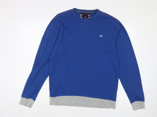 Crew Clothing Mens Blue Cotton Pullover Sweatshirt Size M - Logo, Embroidered