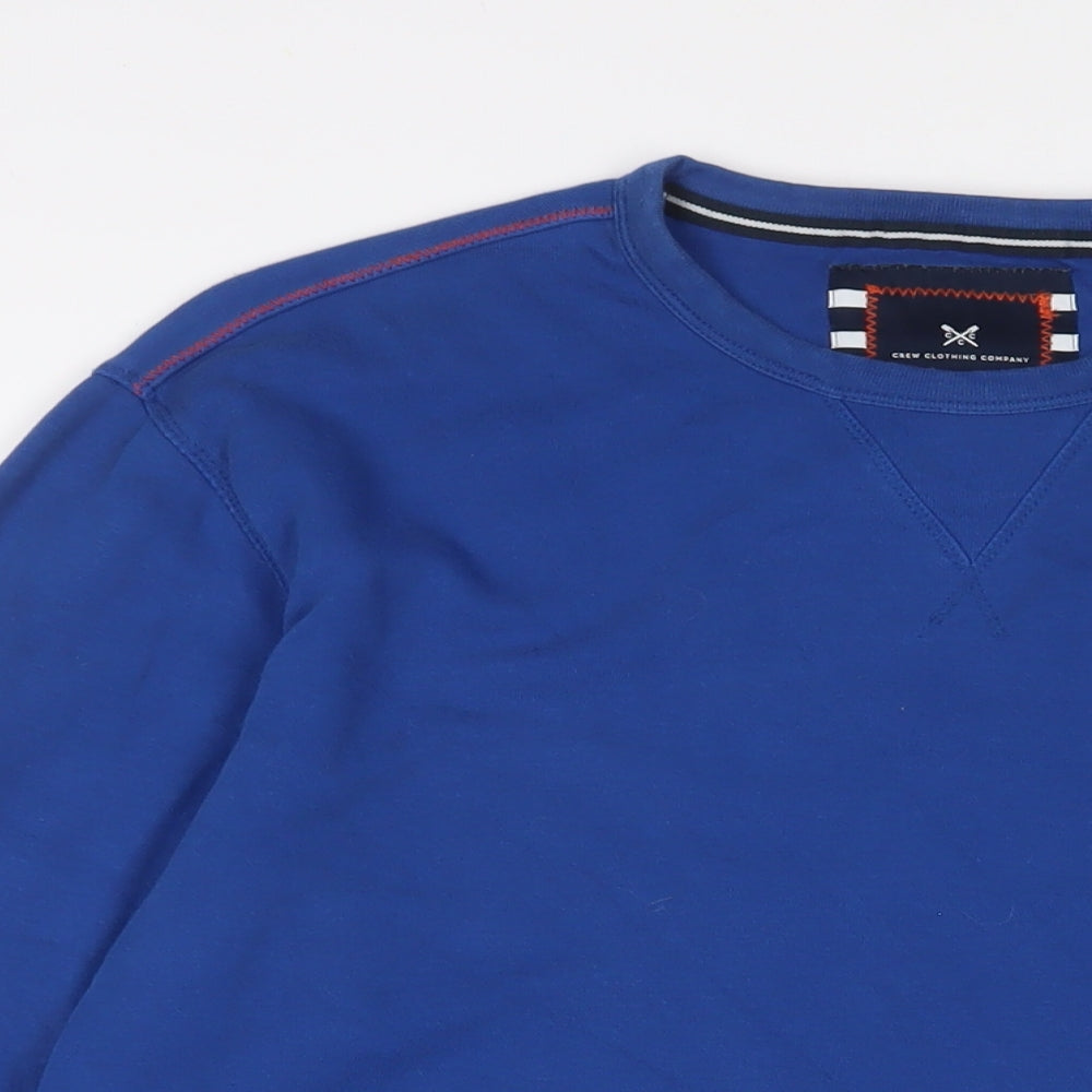 Crew Clothing Mens Blue Cotton Pullover Sweatshirt Size M - Logo, Embroidered