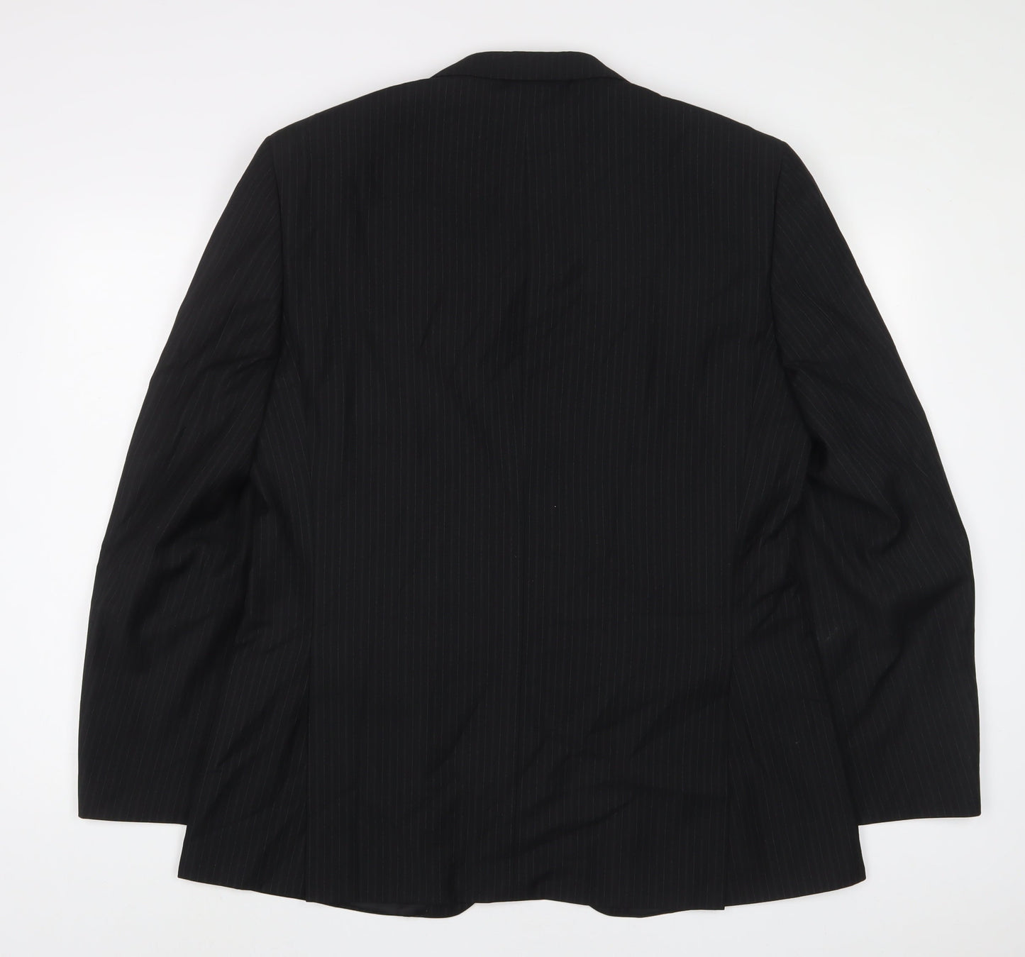 Linea Mens Black Striped Polyester Jacket Suit Jacket Size 44 Regular
