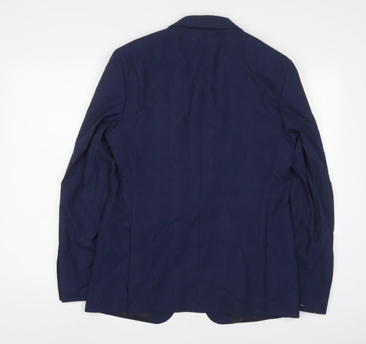 Zara Mens Blue Wool Jacket Suit Jacket Size 38 Regular