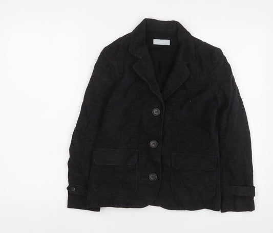 NICOLE FARHI Womens Black Jacket Blazer Size 8 Button