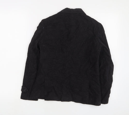 NICOLE FARHI Womens Black Jacket Blazer Size 8 Button