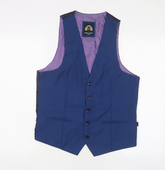 Marc Darcy Mens Blue Polyester Jacket Suit Waistcoat Size 40 Regular