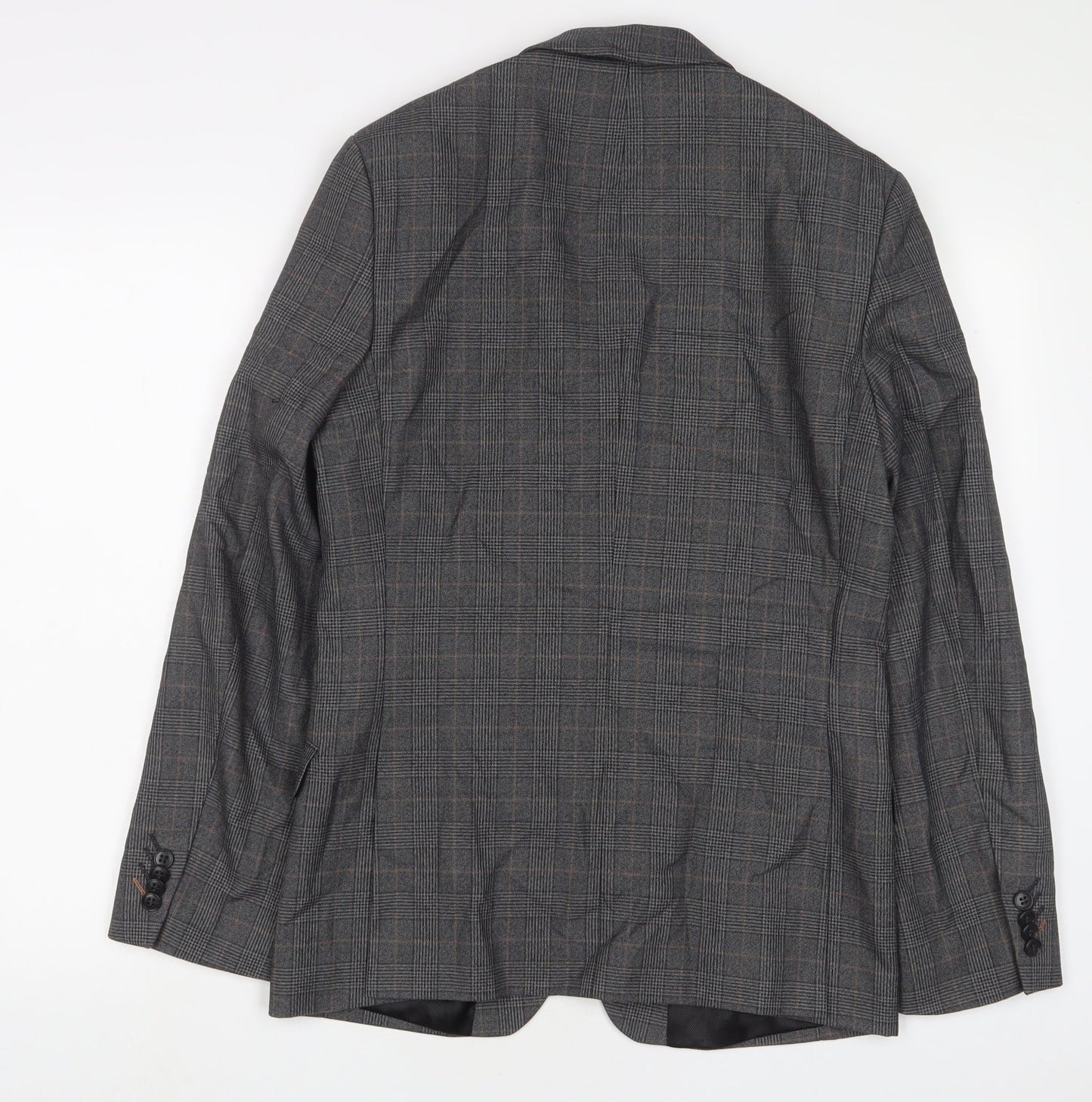 Limehaus Mens Grey Plaid Polyester Jacket Suit Jacket Size 36 Regular
