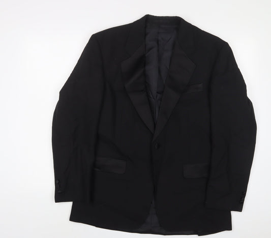 Greenwoods Mens Black Wool Jacket Suit Jacket Size 38 Regular