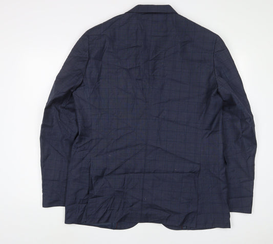 Mango Mens Blue Polyester Jacket Suit Jacket Size 44 Regular
