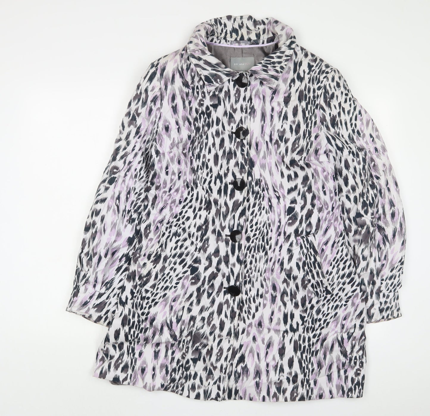 Per Una Womens Purple Animal Print Jacket Size 14 Button