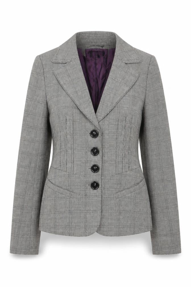 Next Womens Grey Plaid Jacket Blazer Size 8 Button