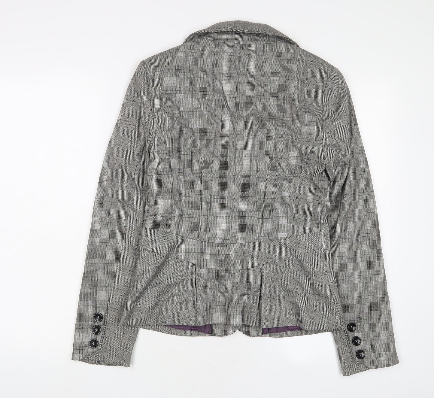 NEXT Womens Grey Plaid Jacket Blazer Size 8 Button