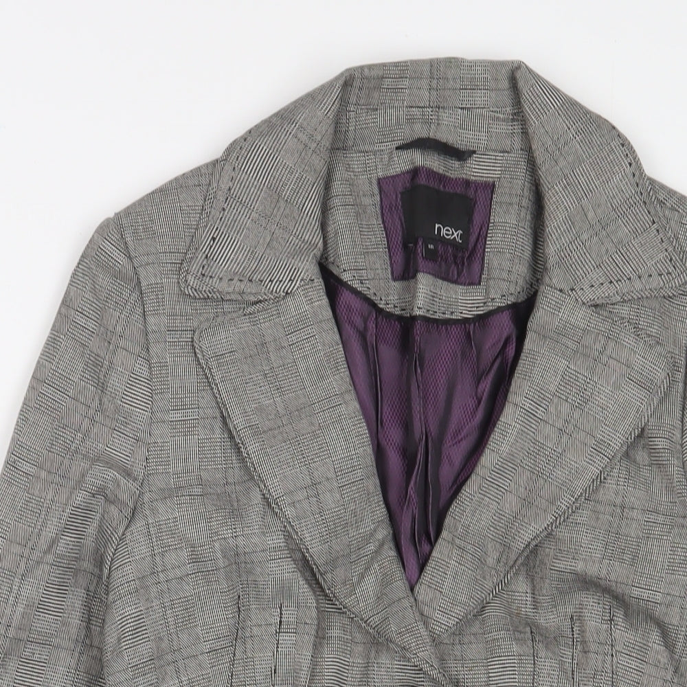 NEXT Womens Grey Plaid Jacket Blazer Size 8 Button