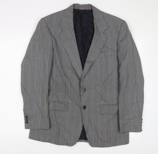 St Michael Mens Grey Plaid Polyester Jacket Suit Jacket Size 38 Regular