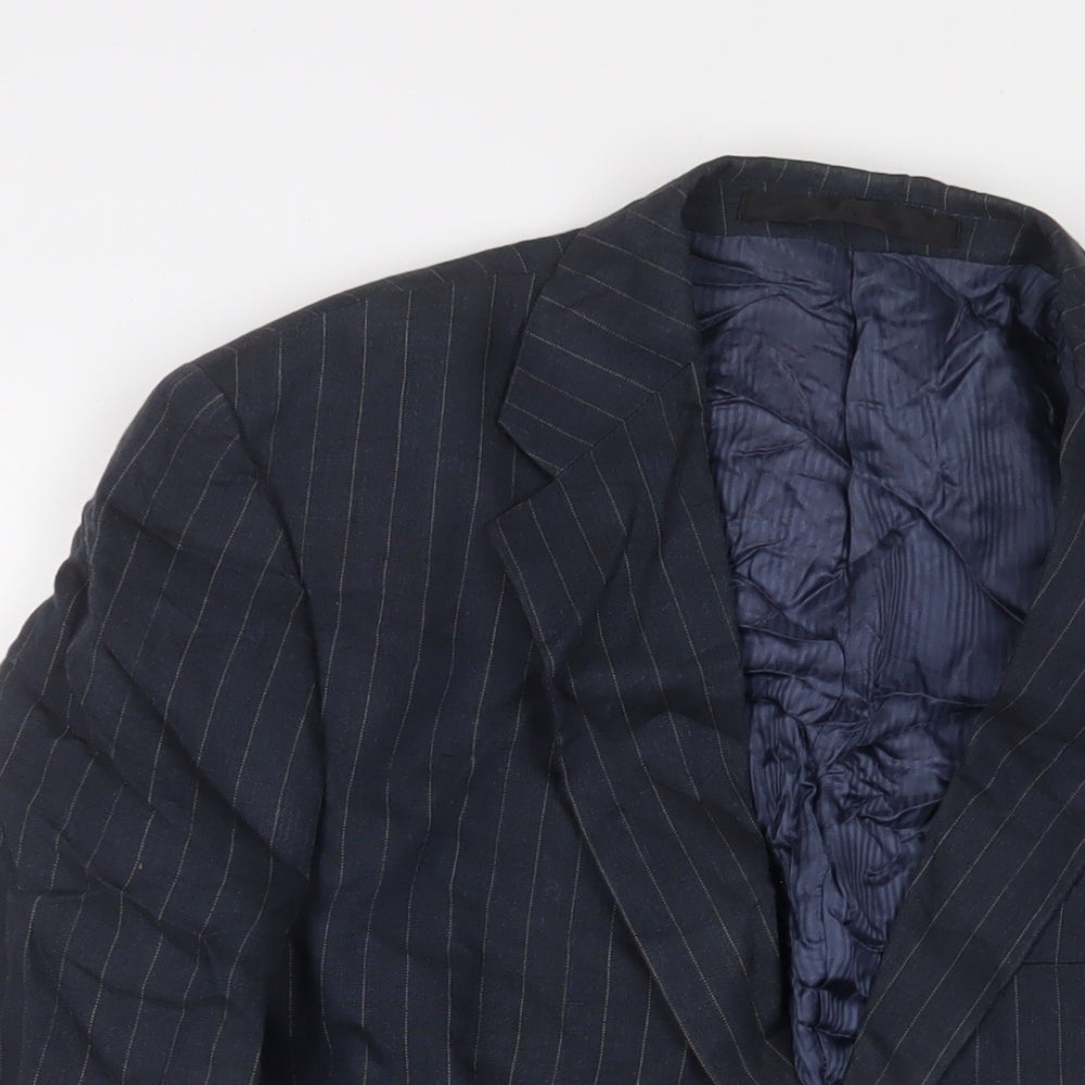 Marks and Spencer Mens Blue Linen Jacket Suit Jacket Size 38 Regular