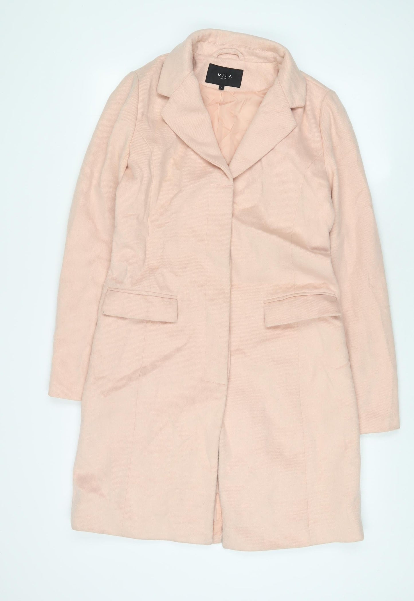 VILA Womens Pink Overcoat Coat Size S Button