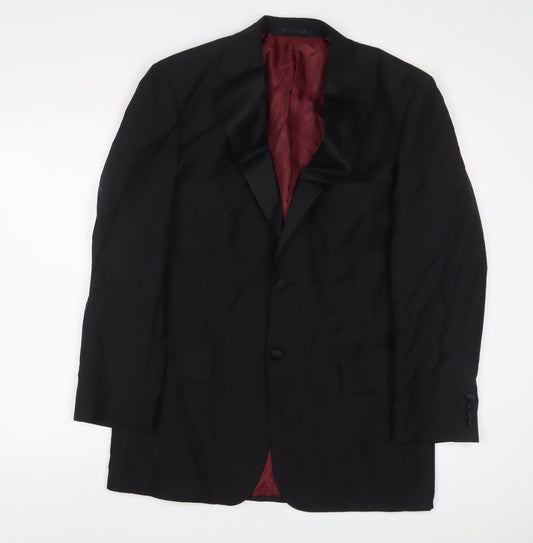 SCOTT&TAYLOR Mens Black Wool Jacket Suit Jacket Size 40 Regular
