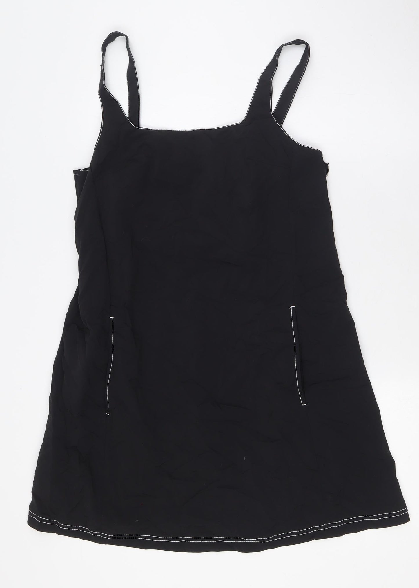 Topshop Womens Black Nylon A-Line Size 10 Square Neck