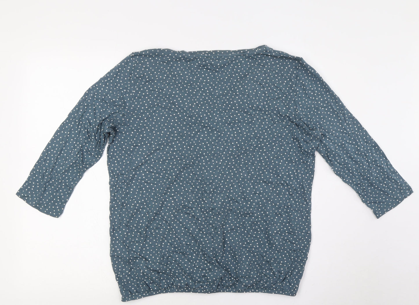 TOM TAILOR Womens Blue Polka Dot Cotton Basic Button-Up Size XL V-Neck