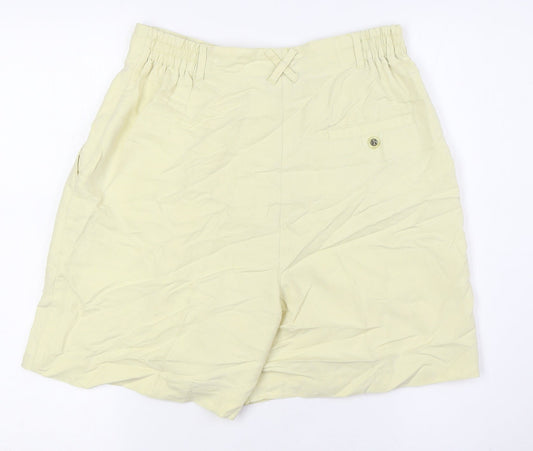 Line UP Womens Yellow Polyester Basic Shorts Size M L6 in Regular Zip