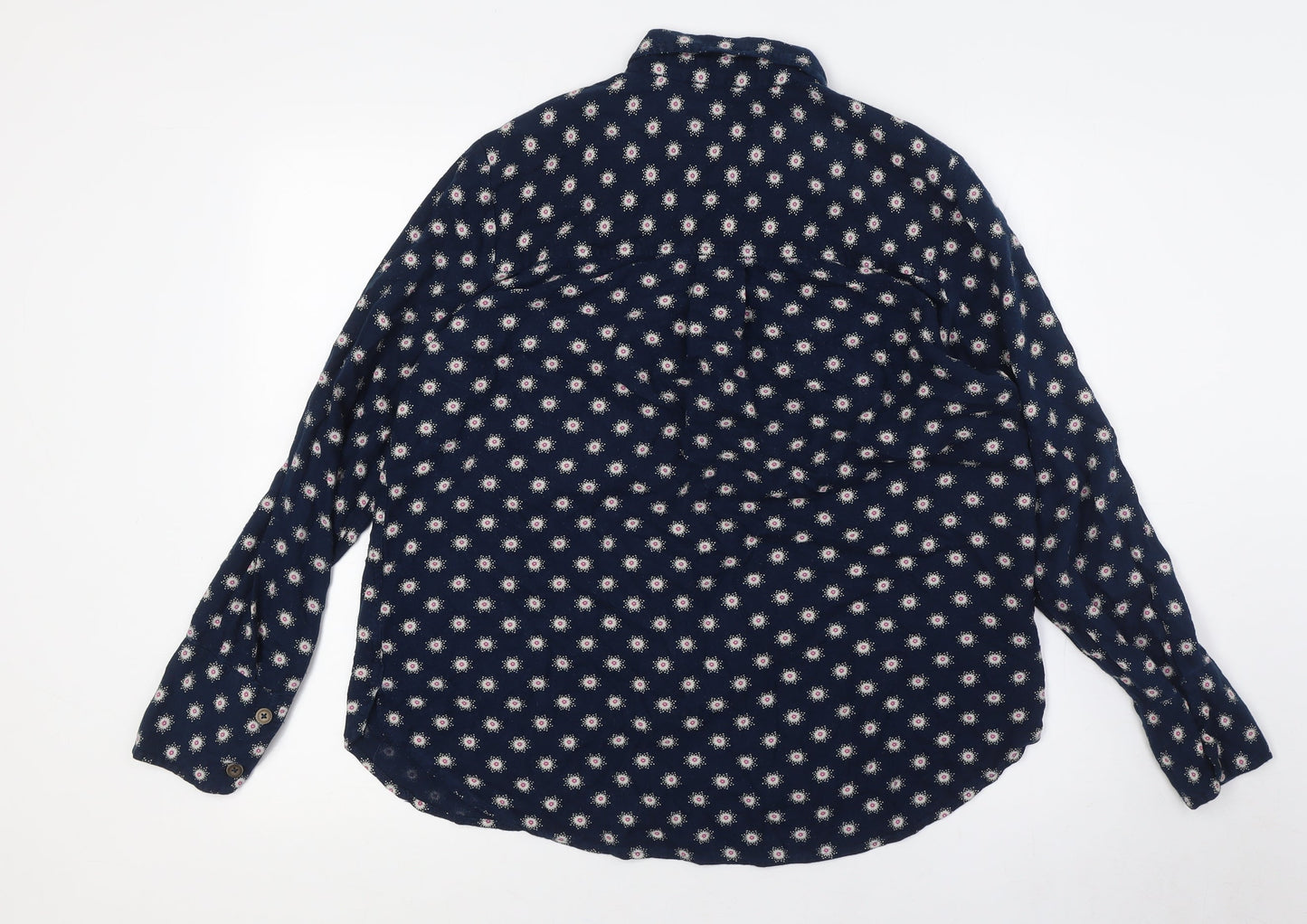 Marks and Spencer Womens Blue Viscose Basic Button-Up Size 10 Collared