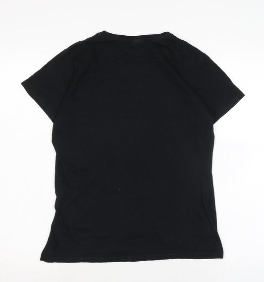 Port & Company Womens Black Cotton Basic T-Shirt Size S Crew Neck - Vintage