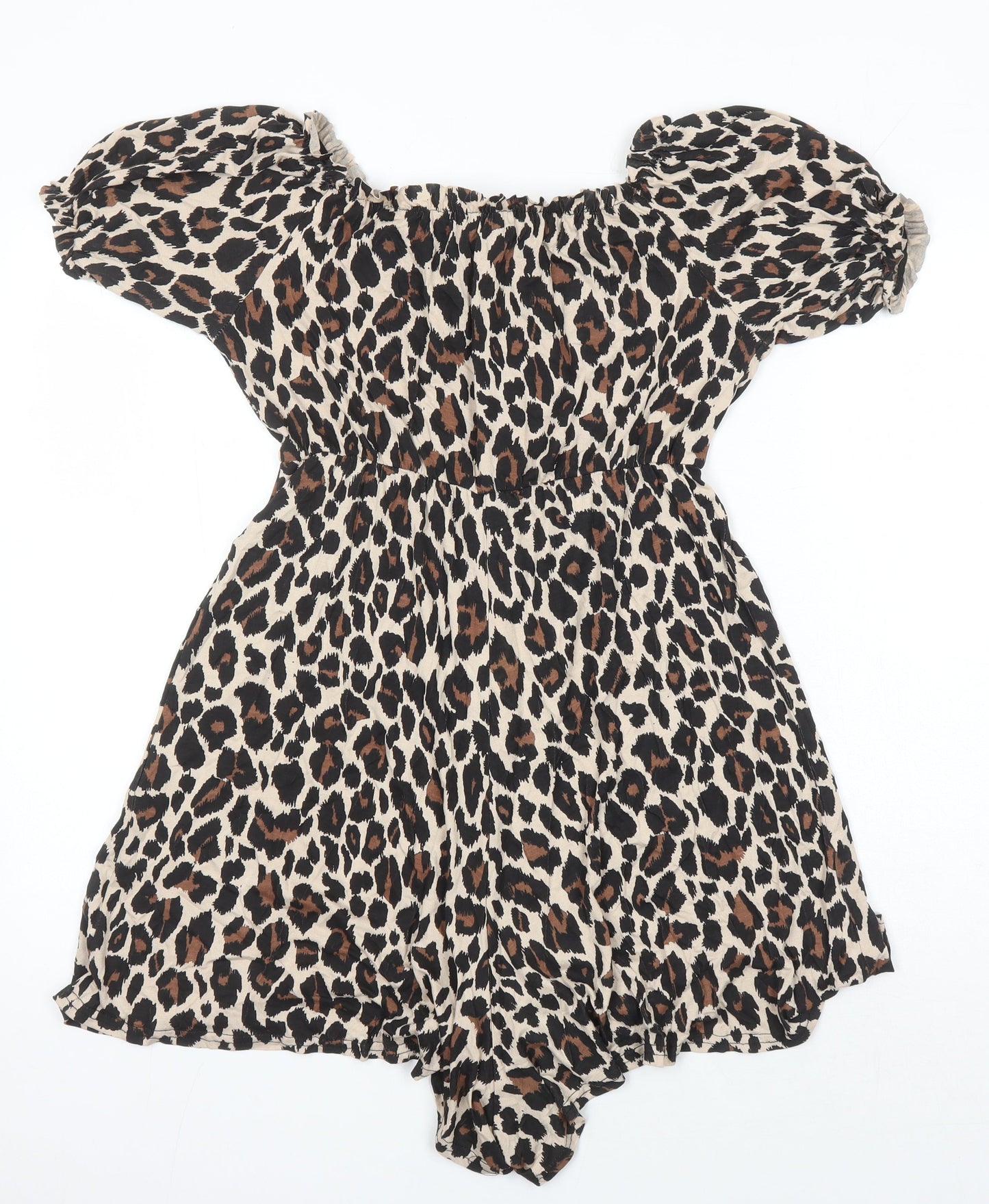 Boohoo Womens Multicoloured Animal Print Viscose Playsuit One-Piece Size 10